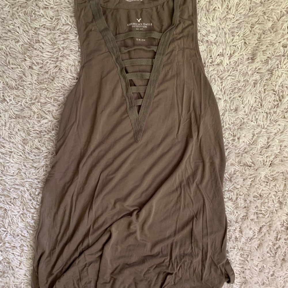 Army green racer back tank top